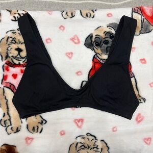 Aerie Black Ribbed Bikini Top